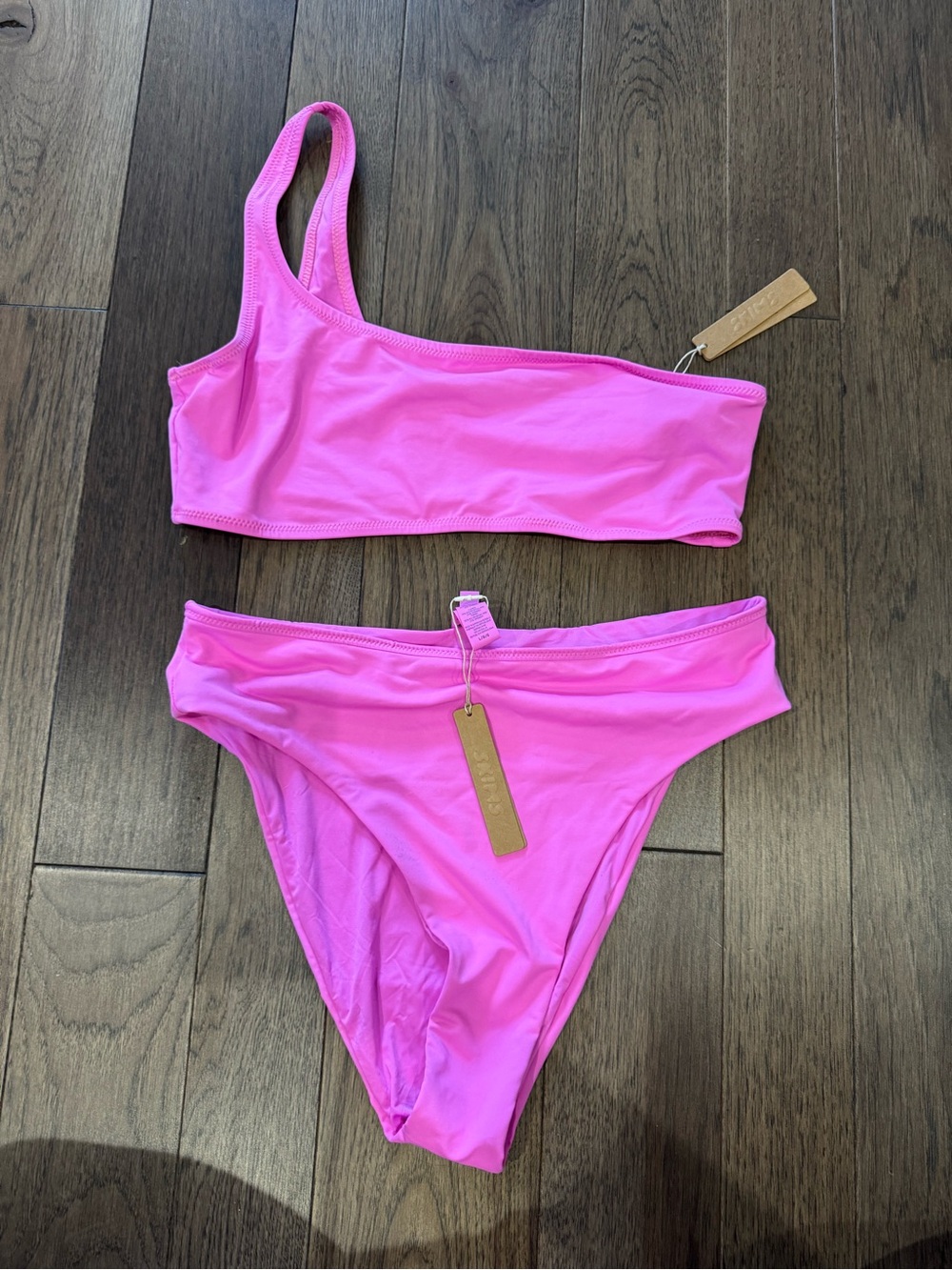 SKIMS One-Shoulder Bikini Set in Hot Pink NWT